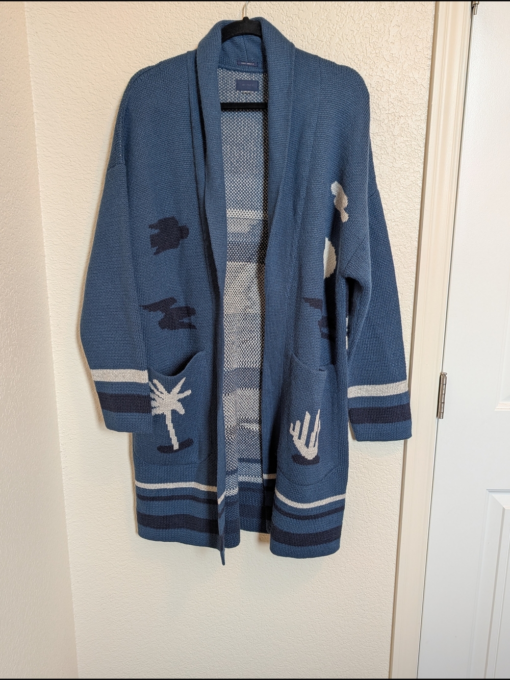 MOTHER Knit Sweater Alpaca Cardigan Women's One Size Western Blue Cowgirl